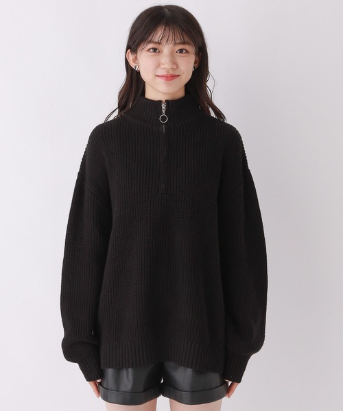 repipi armario（レピピ アルマリオ）の「ハーフZIPルーズニット（ニット/セーター・キッズ・ブラック/グレー系その他/アイボリー・LARGE/SMALL/MEDIUM）」の9枚目の写真