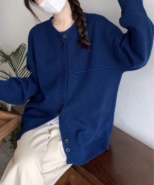 MAISON DE THERESE(メゾン ド テレーズ)の「ノーカラーボタン付きカーディガン(カーディガン/ボレロ・レディース・カーキ/ネイビー/グレー/アイボリー・FREE)」の7枚目の写真