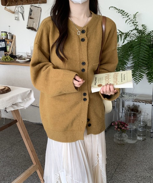 MAISON DE THERESE(メゾン ド テレーズ)の「ノーカラーボタン付きカーディガン(カーディガン/ボレロ・レディース・カーキ/ネイビー/グレー/アイボリー・FREE)」の12枚目の写真