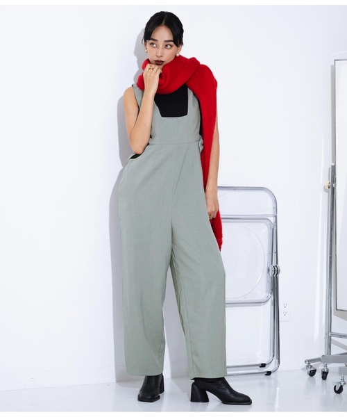 LATINA（ラティーナ）の「ウエストオープン ワイドパンツ サロペット オールインワン（サロペット/オーバーオール・レディース・ブラック/グレー・FREE）」の14枚目の写真