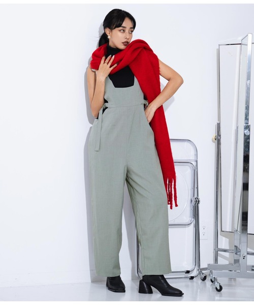 LATINA（ラティーナ）の「ウエストオープン ワイドパンツ サロペット オールインワン（サロペット/オーバーオール・レディース・ブラック/グレー・FREE）」の13枚目の写真