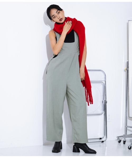 LATINA（ラティーナ）の「ウエストオープン ワイドパンツ サロペット オールインワン（サロペット/オーバーオール・レディース・ブラック/グレー・FREE）」の12枚目の写真