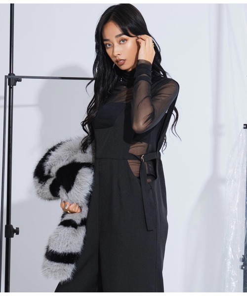 LATINA（ラティーナ）の「ウエストオープン ワイドパンツ サロペット オールインワン（サロペット/オーバーオール・レディース・ブラック/グレー・FREE）」の21枚目の写真
