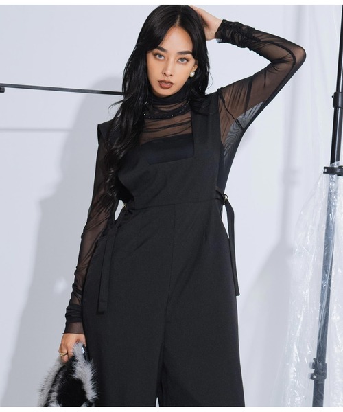 LATINA（ラティーナ）の「ウエストオープン ワイドパンツ サロペット オールインワン（サロペット/オーバーオール・レディース・ブラック/グレー・FREE）」の22枚目の写真