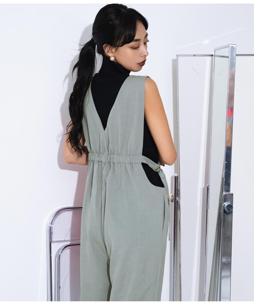 LATINA（ラティーナ）の「ウエストオープン ワイドパンツ サロペット オールインワン（サロペット/オーバーオール・レディース・ブラック/グレー・FREE）」の9枚目の写真