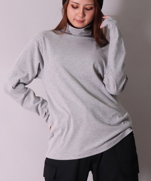 BAYBLO(ベイブロ)の「(MI)【ユニセックス】ブラッシュド スムース タートルネック 長袖 Tシャツ(Tシャツ/カットソー・メンズ・オフホワイト/チャコールグレー×ブラック/杢グレー/ブラック・LARGE/MEDIUM/X-LARGE)」の3枚目の写真