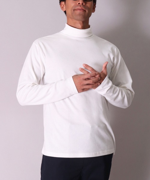 BAYBLO(ベイブロ)の「(MI)【ユニセックス】ブラッシュド スムース タートルネック 長袖 Tシャツ(Tシャツ/カットソー・メンズ・オフホワイト/チャコールグレー×ブラック/杢グレー/ブラック・LARGE/MEDIUM/X-LARGE)」の1枚目の写真