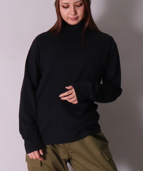 BAYBLO(ベイブロ)の「(MI)【ユニセックス】ブラッシュド スムース タートルネック 長袖 Tシャツ(Tシャツ/カットソー・メンズ・オフホワイト/チャコールグレー×ブラック/杢グレー/ブラック・LARGE/MEDIUM/X-LARGE)」の2枚目の写真