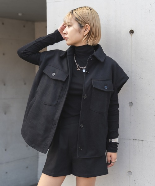 MIEL CRISHUNANT（ミエルクリシュナ）の「マルチウェイCPOジャケット【インナーのベストボアと袖が取り外し可能】（ブルゾン・レディース・ホワイト系その他/チャコールグレー/ブラック・FREE）」の3枚目の写真