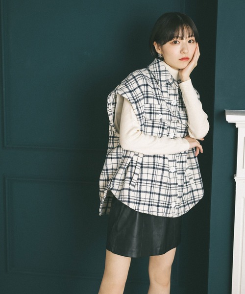 MIEL CRISHUNANT（ミエルクリシュナ）の「マルチウェイCPOジャケット【インナーのベストボアと袖が取り外し可能】（ブルゾン・レディース・ホワイト系その他/チャコールグレー/ブラック・FREE）」の5枚目の写真