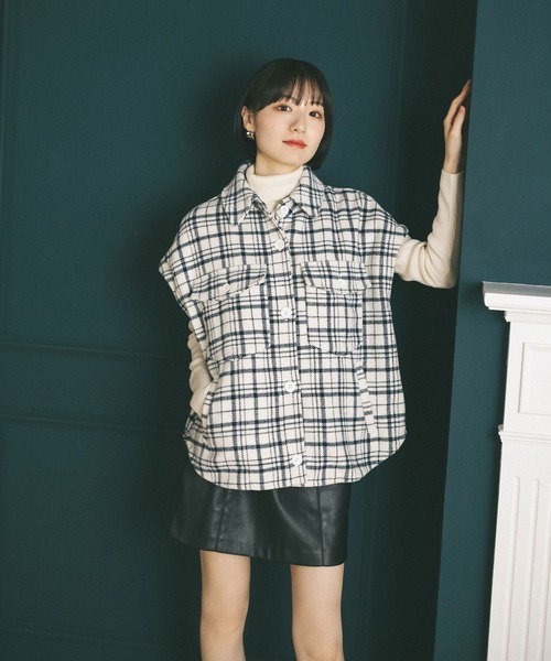 MIEL CRISHUNANT（ミエルクリシュナ）の「マルチウェイCPOジャケット【インナーのベストボアと袖が取り外し可能】（ブルゾン・レディース・ホワイト系その他/チャコールグレー/ブラック・FREE）」の6枚目の写真