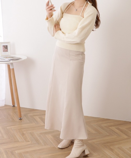 Lace Ladies（レースレディース）の「ニットキャミ×ボレロトップスセットアップ（アンサンブル・レディース・ブルー/ブラック/ホワイト・FREE）」の5枚目の写真