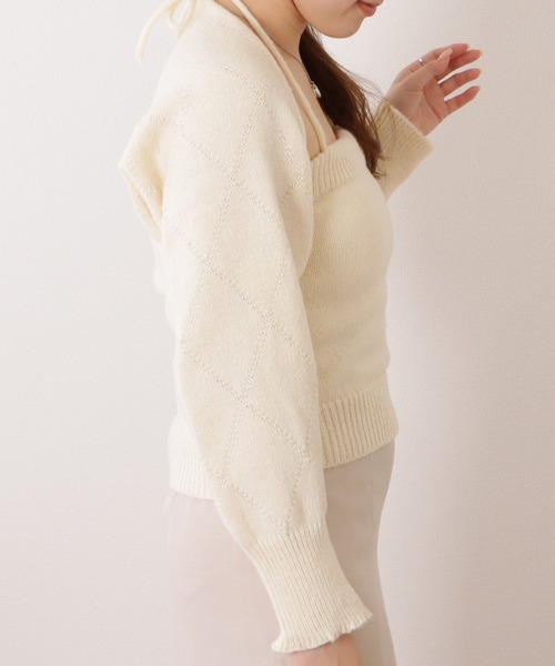 Lace Ladies（レースレディース）の「ニットキャミ×ボレロトップスセットアップ（アンサンブル・レディース・ブルー/ブラック/ホワイト・FREE）」の9枚目の写真