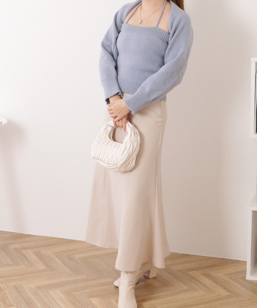 Lace Ladies（レースレディース）の「ニットキャミ×ボレロトップスセットアップ（アンサンブル・レディース・ブルー/ブラック/ホワイト・FREE）」の12枚目の写真
