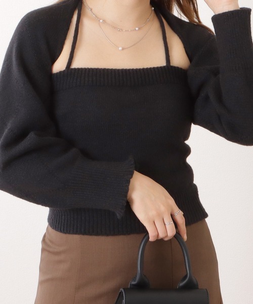 Lace Ladies（レースレディース）の「ニットキャミ×ボレロトップスセットアップ（アンサンブル・レディース・ブルー/ブラック/ホワイト・FREE）」の16枚目の写真