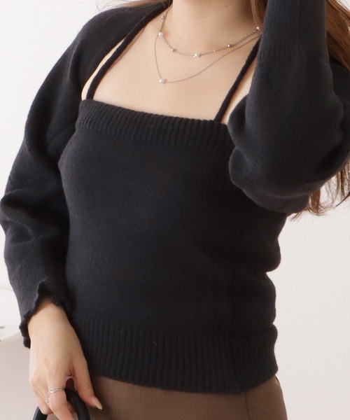 Lace Ladies（レースレディース）の「ニットキャミ×ボレロトップスセットアップ（アンサンブル・レディース・ブルー/ブラック/ホワイト・FREE）」の18枚目の写真