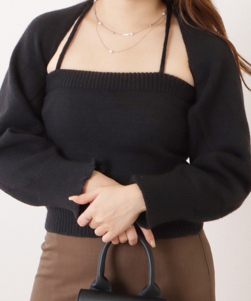 Lace Ladies（レースレディース）の「ニットキャミ×ボレロトップスセットアップ（アンサンブル・レディース・ブルー/ブラック/ホワイト・FREE）」の19枚目の写真