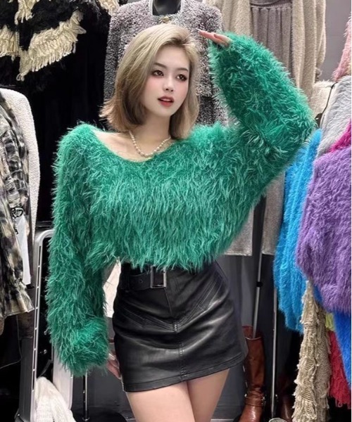 セール】ふわふわ 暖かい ニットトップス 長袖（ニット/セーター