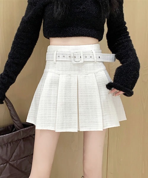 Pittok（ピットク）の「ラメツイードプリーツAラインミニ