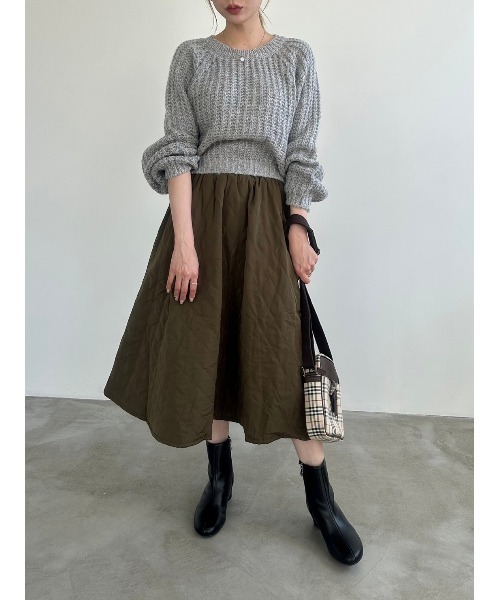 DAIS-Y（デイジー）の「ボリュームスリーブローゲージニット（ニット/セーター・レディース・ブルーグリーン/ピンク/グレー・FREE）」の4枚目の写真