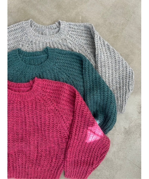 DAIS-Y（デイジー）の「ボリュームスリーブローゲージニット（ニット/セーター・レディース・ブルーグリーン/ピンク/グレー・FREE）」の12枚目の写真