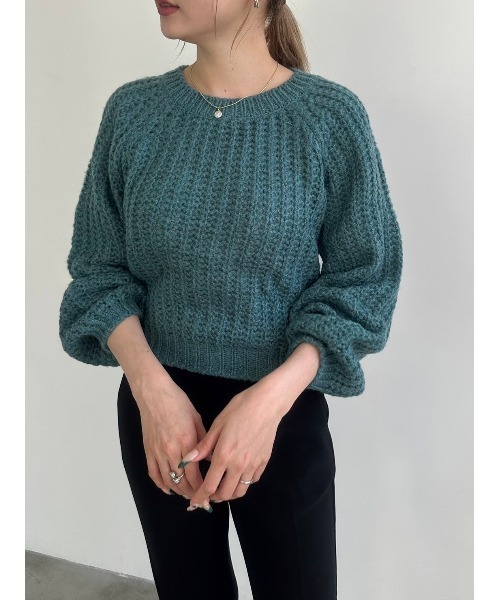 DAIS-Y（デイジー）の「ボリュームスリーブローゲージニット（ニット/セーター・レディース・ブルーグリーン/ピンク/グレー・FREE）」の16枚目の写真