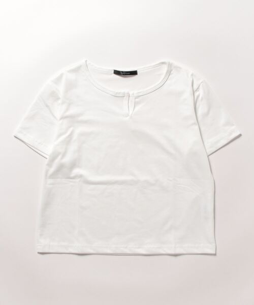 NO WAY（ノーウェイ）の「【Bz】 [IZU] ショート丈キーネックTシャツ（Tシャツ/カットソー・レディース・ブラック/ピンク/ホワイト・FREE）」の2枚目の写真