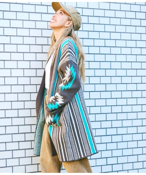 anap mimpi（アナップミンピ）の「オルテガストライプカーディガン（カーディガン/ボレロ・レディース・ダークグレー/ベージュ系その他・FREE）」の5枚目の写真