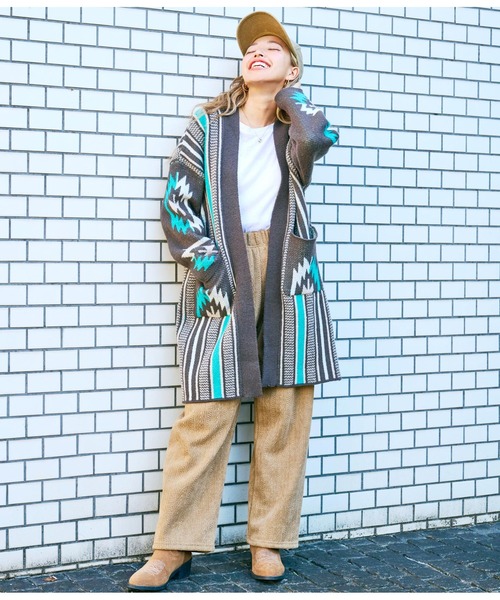 anap mimpi（アナップミンピ）の「オルテガストライプカーディガン（カーディガン/ボレロ・レディース・ダークグレー/ベージュ系その他・FREE）」の8枚目の写真