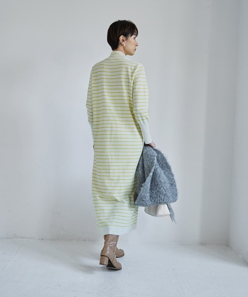 STYLE DELI（スタイルデリ）の「立体ボーダーニットワンピース（ワンピース・レディース・ホワイト系その他/ブラウン系その他・01/02）」の4枚目の写真