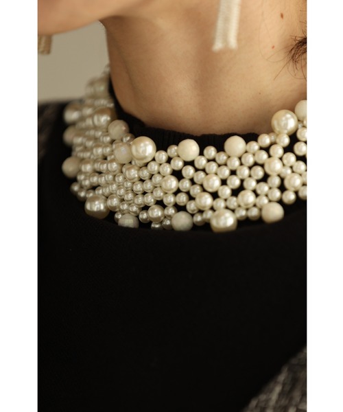 cawaii（カワイイ）の「（黒）デコレーションパールネックのきれいめニットプルオーバートップス（ニット/セーター・レディース・ブラック・FREE）」の9枚目の写真