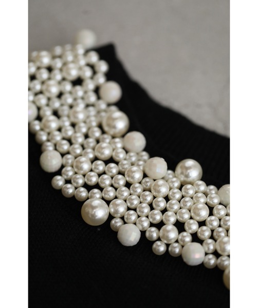 cawaii（カワイイ）の「（黒）デコレーションパールネックのきれいめニットプルオーバートップス（ニット/セーター・レディース・ブラック・FREE）」の12枚目の写真