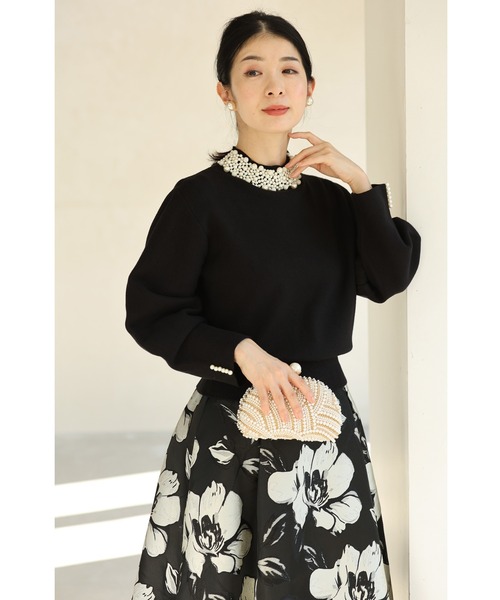 cawaii（カワイイ）の「（黒）デコレーションパールネックのきれいめニットプルオーバートップス（ニット/セーター・レディース・ブラック・FREE）」の16枚目の写真