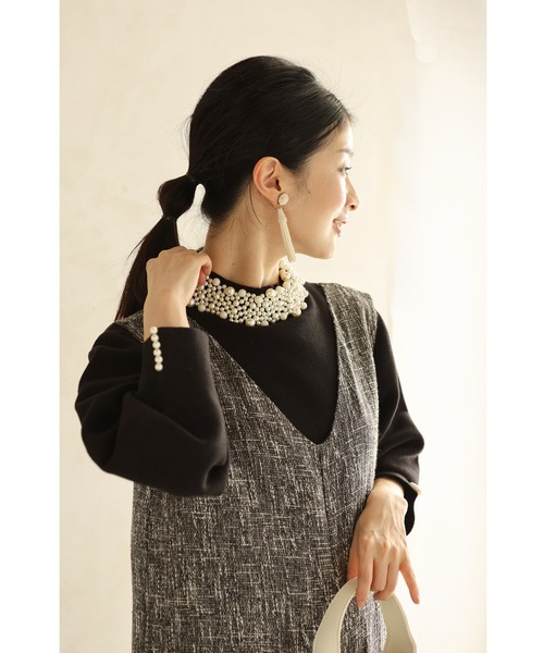 cawaii（カワイイ）の「（黒）デコレーションパールネックのきれいめニットプルオーバートップス（ニット/セーター・レディース・ブラック・FREE）」の20枚目の写真