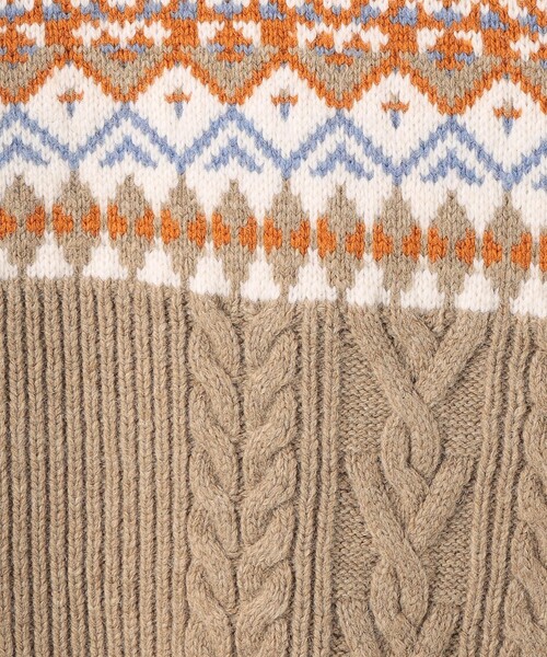 green label relaxing（グリーンレーベルリラクシング）の「アラン ジャカード クルーネック ニット（ニット/セーター・メンズ・ベージュ/レッド/オフホワイト・L/S/M/XL）」の14枚目の写真