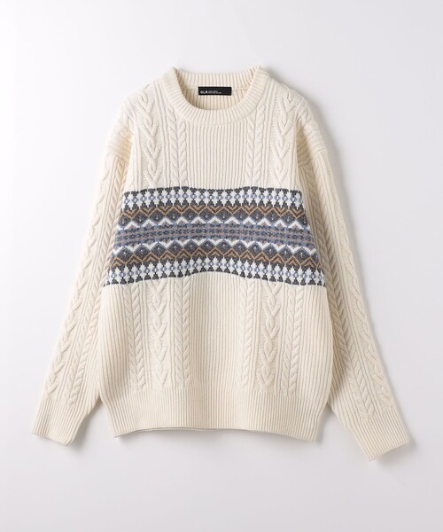 green label relaxing（グリーンレーベルリラクシング）の「アラン ジャカード クルーネック ニット（ニット/セーター・メンズ・ベージュ/レッド/オフホワイト・L/S/M/XL）」の15枚目の写真