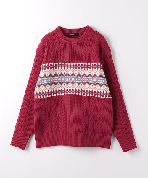 green label relaxing（グリーンレーベルリラクシング）の「アラン ジャカード クルーネック ニット（ニット/セーター・メンズ・ベージュ/レッド/オフホワイト・L/S/M/XL）」の21枚目の写真