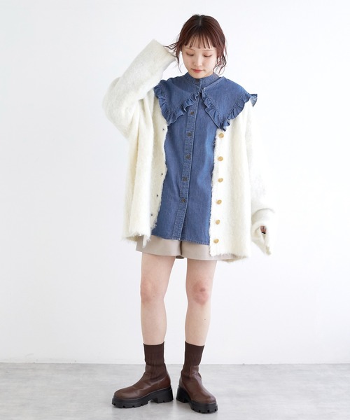 w closet（ダブルクローゼット）の「【SETアイテム】フリル衿付きシャツ（シャツ/ブラウス・レディース・ブルー・FREE）」の10枚目の写真