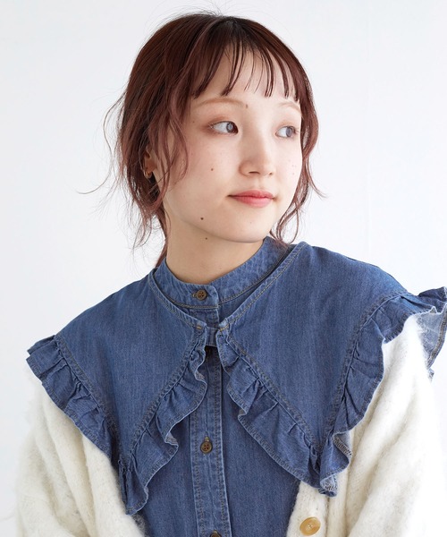 w closet（ダブルクローゼット）の「【SETアイテム】フリル衿付きシャツ（シャツ/ブラウス・レディース・ブルー・FREE）」の11枚目の写真