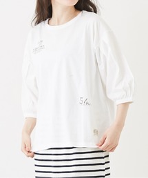 CUBE SUGAR（キューブシュガー）の「リサイクル天竺ロゴプリントパフスリーブプルオーバー（Tシャツ/カットソー）」