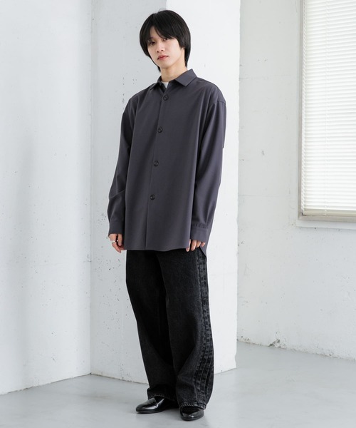 SENSE OF PLACE by URBAN RESEARCH（センスオブプレイスバイアーバンリサーチ）の「『ユニセックス』『イージーケア』カラールーズシャツ（シャツ/ブラウス・メンズ・ライトグレー/ベージュ/その他1/その他2/その他3/グレー/チャコールグレー・MEDIUM/LARGE）」の18枚目の写真