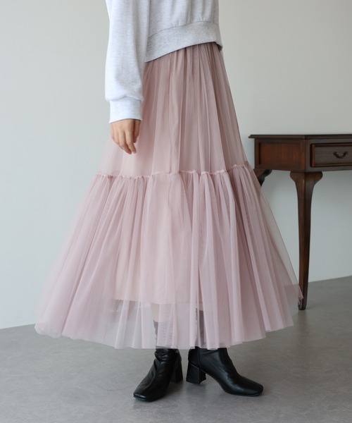 BLUEEAST（ブルーイースト）の「チュールティアードスカート（スカート・レディース・ベージュ/ブラック/ブルーグレー/ピンクベージュ/チャコールグレー・MEDIUM）」の17枚目の写真