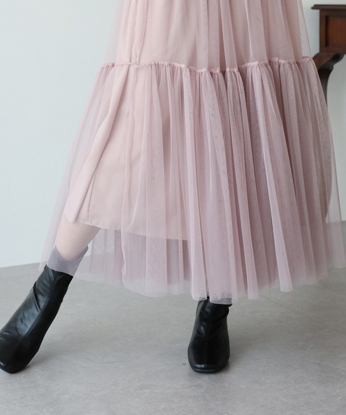 BLUEEAST（ブルーイースト）の「チュールティアードスカート（スカート・レディース・ベージュ/ブラック/ブルーグレー/ピンクベージュ/チャコールグレー・MEDIUM）」の19枚目の写真