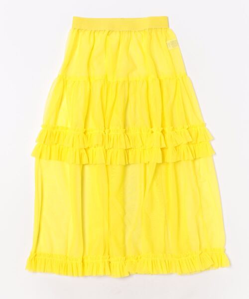 SPINNS(スピンズ)の「透けチュールティアードロングスカート(スカート・レディース・ブラック/ホワイト/イエロー/ブルー・ONESIZE)」の4枚目の写真