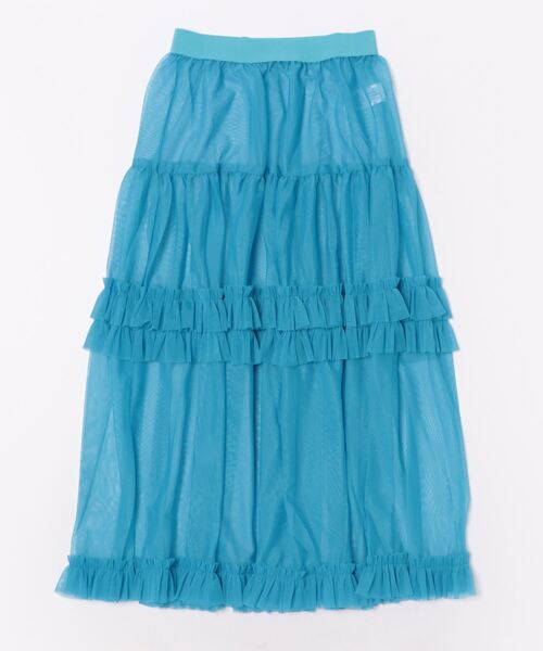 SPINNS(スピンズ)の「透けチュールティアードロングスカート(スカート・レディース・ブラック/ホワイト/イエロー/ブルー・ONESIZE)」の3枚目の写真