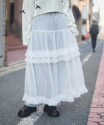 SPINNS | 透けチュールティアードロングスカート(スカート)