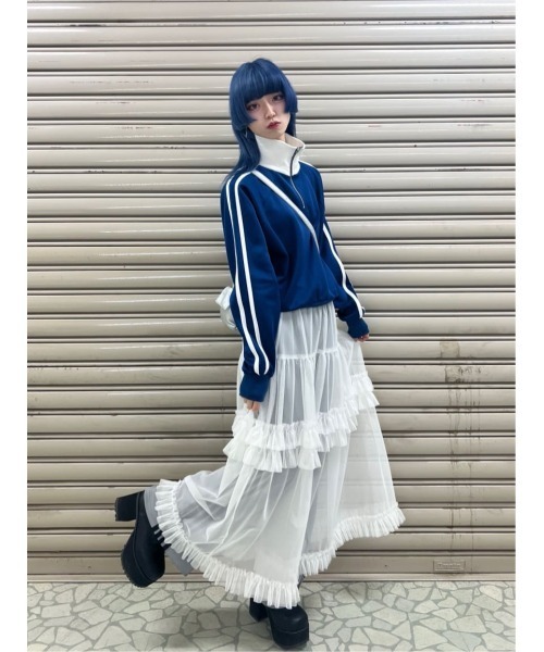 SPINNS(スピンズ)の「透けチュールティアードロングスカート(スカート・レディース・ブラック/ホワイト/イエロー/ブルー・ONESIZE)」の20枚目の写真