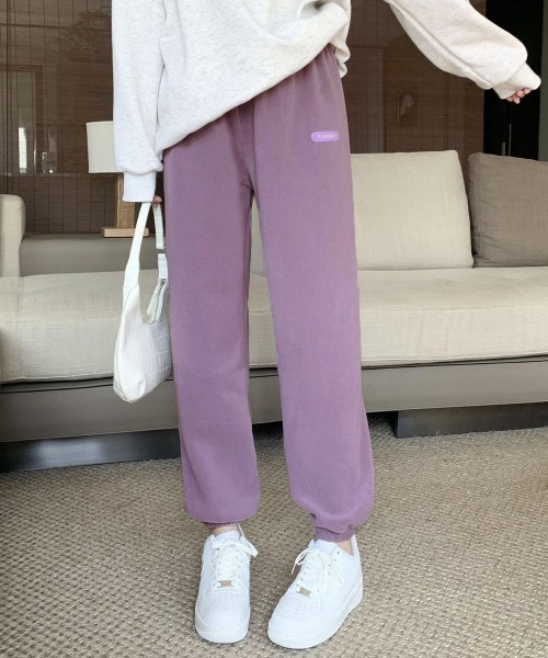 Miniministore(ミニミニストア)の「フリースパンツ 暖かいルームウェアパンツ(カーゴパンツ・レディース・ブラック/アイボリー/グリーン/ダークグレー/パープル/ベージュ・FREE)」の6枚目の写真