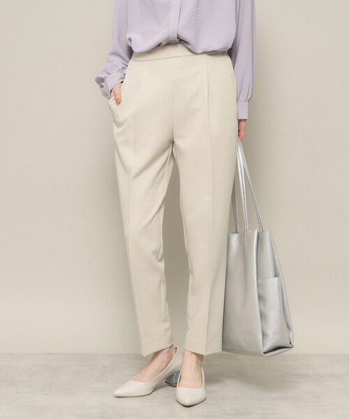 ITS'DEMO（イッツデモ）の「◆【普段着にも使える／卒業式・入学式／オフィス／セレモニー／ウエストゴム】ダブルクロステーパードパンツ（その他パンツ・レディース・ブラック/ナチュラル・00）」の2枚目の写真