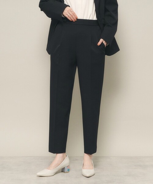 ITS'DEMO（イッツデモ）の「◆【普段着にも使える／卒業式・入学式／オフィス／セレモニー／ウエストゴム】ダブルクロステーパードパンツ（その他パンツ・レディース・ブラック/ナチュラル・00）」の3枚目の写真